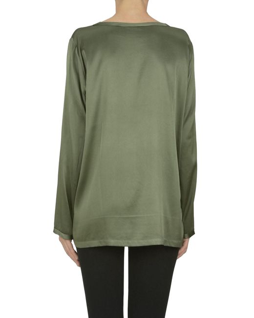 HER SHIRT HER DRESS Green Silk Blouse