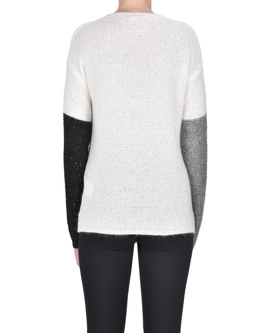 Clips Gray Embellished Color-block Pullover