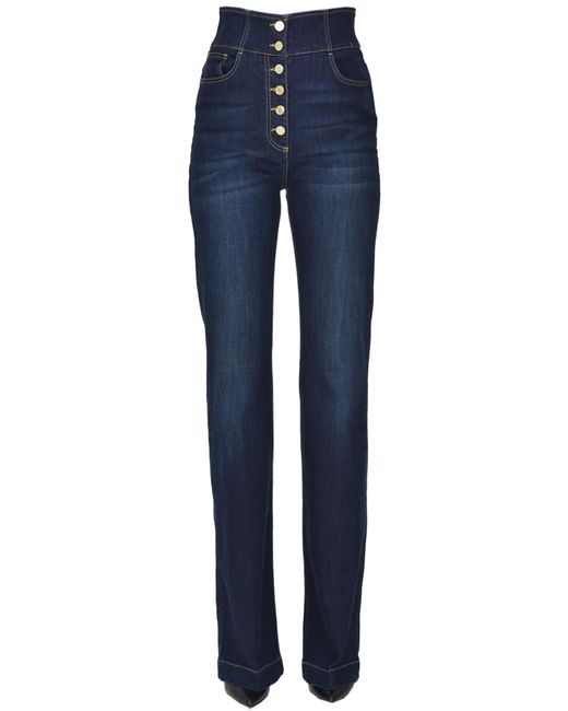 Elisabetta Franchi High Rise Jeans in Blue | Lyst