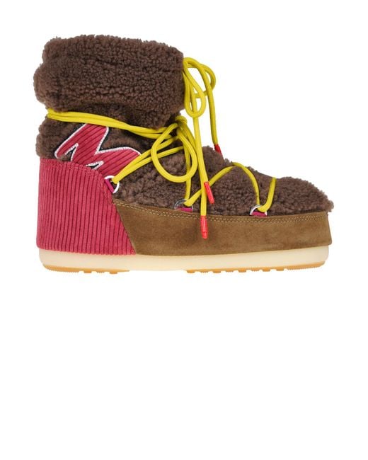 Moon Boot Brown Light Patch Shearling Winter Boots