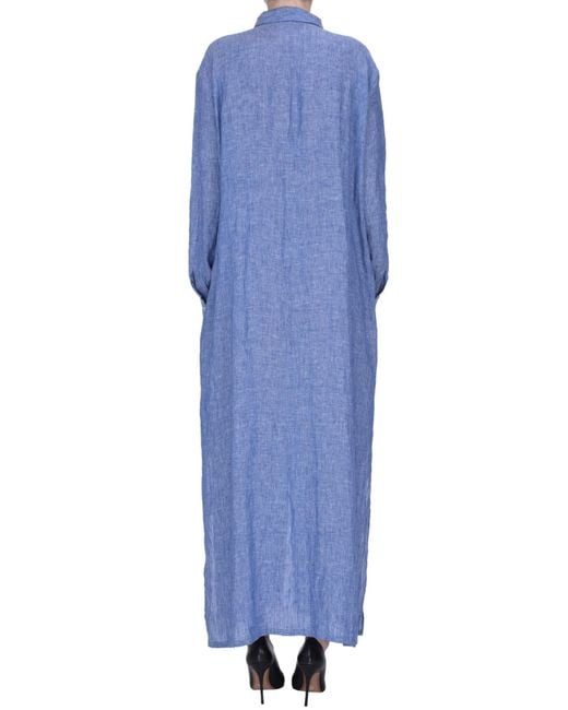 Fabiana Filippi Blue Linen Long Shirt Dress
