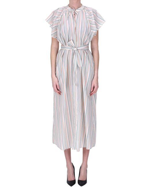 Momoní White Striped Cotton Dress