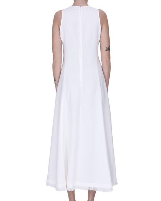 Antonelli White Viscose And Linen Dress