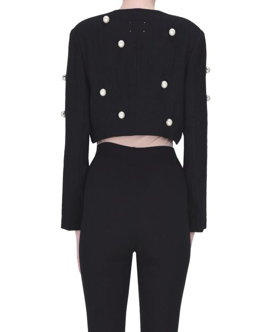 Forte Forte Black Maxi Pearls Cropped Jacket