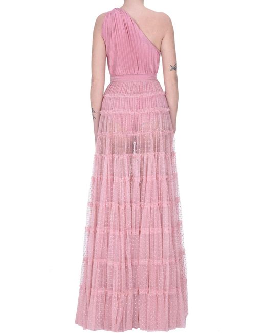 Elisabetta Franchi Pink One Shoulder Party Dress