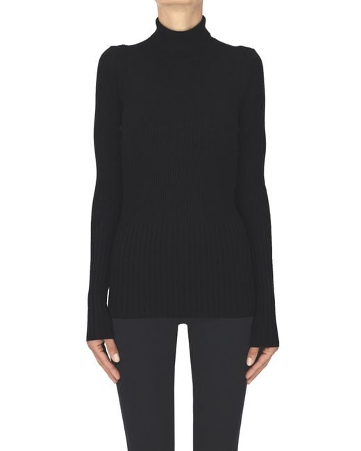 Twinset Black Stand-up Collar Pullover