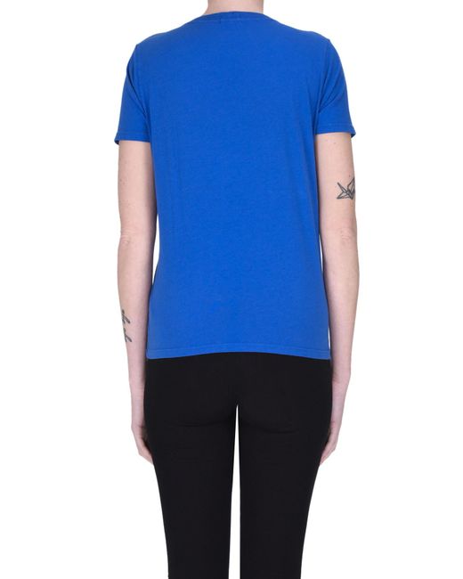 Mother Blue Printed Cotton T-shirt