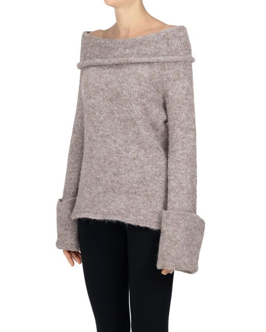ELEH Gray Cow Neckline Pullover