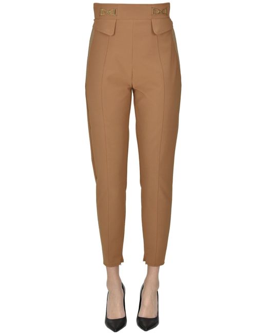 Elisabetta Franchi Synthetic Techno Fabric Trousers in Camel (Natural ...