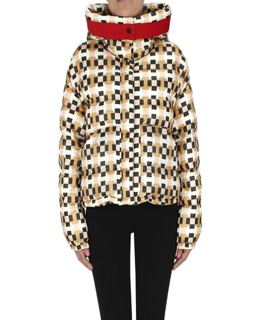 Add Black Optical Print Short Down Jacket