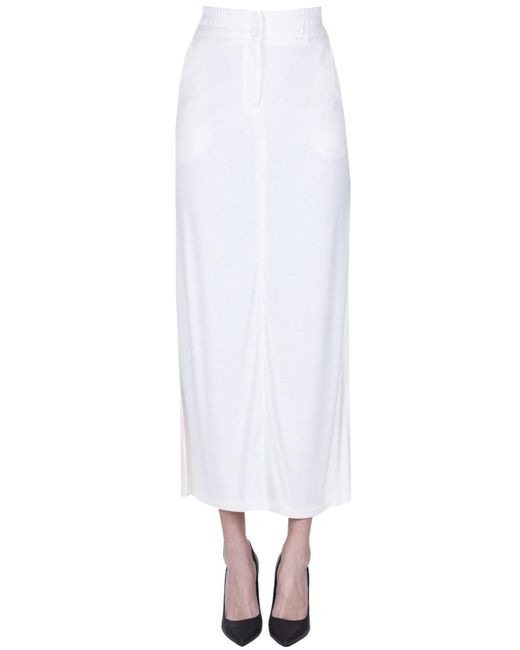Nenette White Jersey Long Skirt