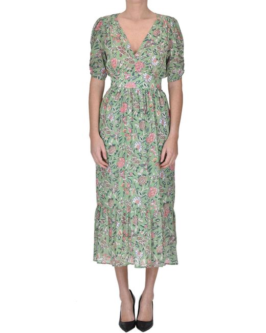 Xirena Green Flower Print Cotton Long Dress