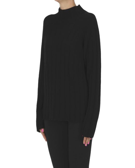 MILLENOVECENTOCINQUANTA7 Black Ribbed Knit Pullover