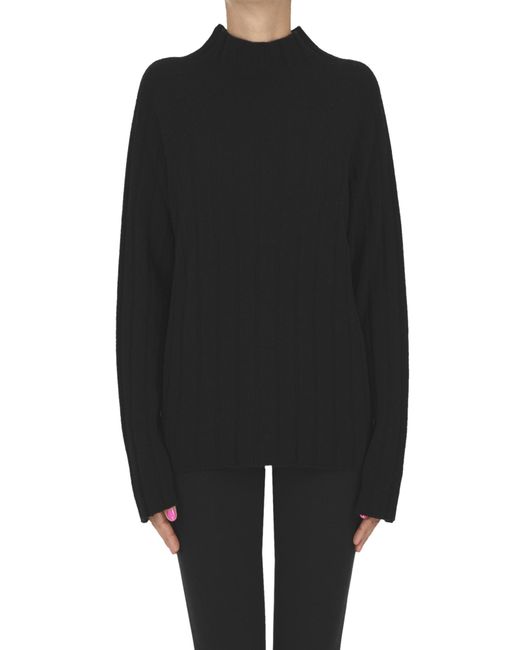 MILLENOVECENTOCINQUANTA7 Black Ribbed Knit Pullover