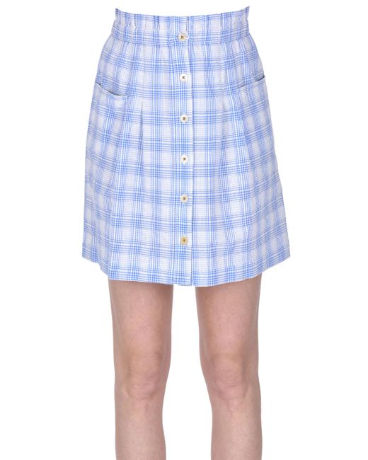 Bellerose Blue Checked Print Mini Skirt