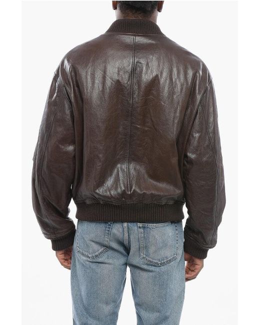 Dolce & Gabbana Black Lambskin Zip-Up Bomber Jacket for men