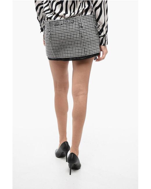 Miu Miu Black Houndstooth Virgin Wool Miniskirt With Double Belt Loops