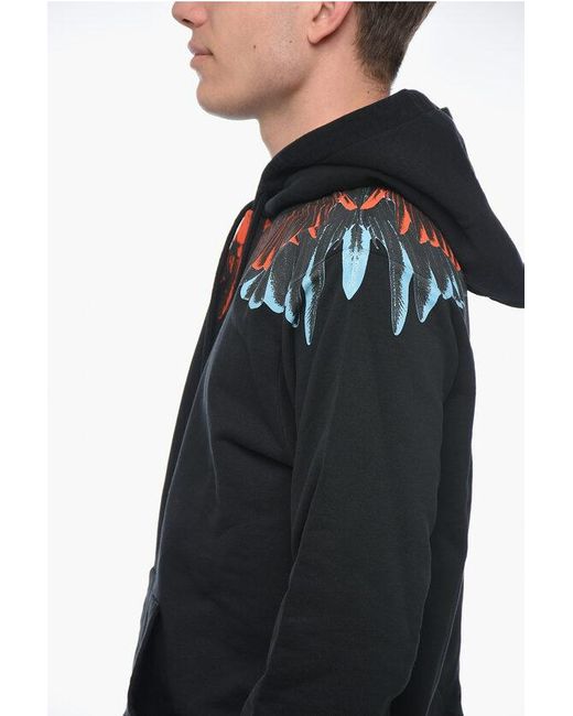 Marcelo Burlon Black Printed Icon Wings Hoodie for men