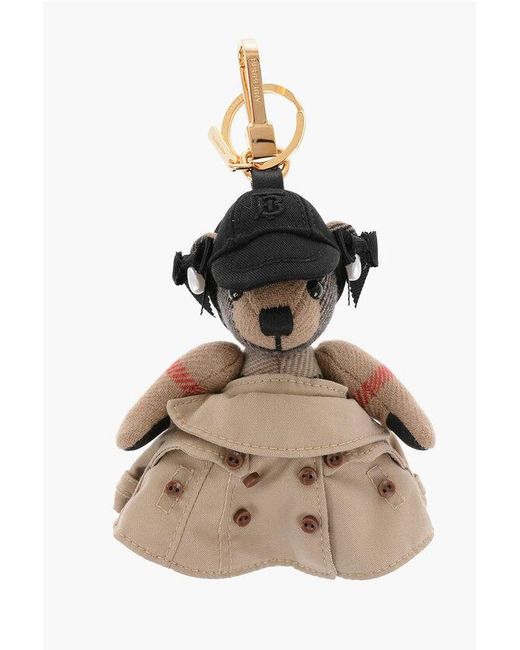 Burberry Multicolor Cashmere Thomas Keyring With Leather Trim And Teddy Bear Pen Size Unic