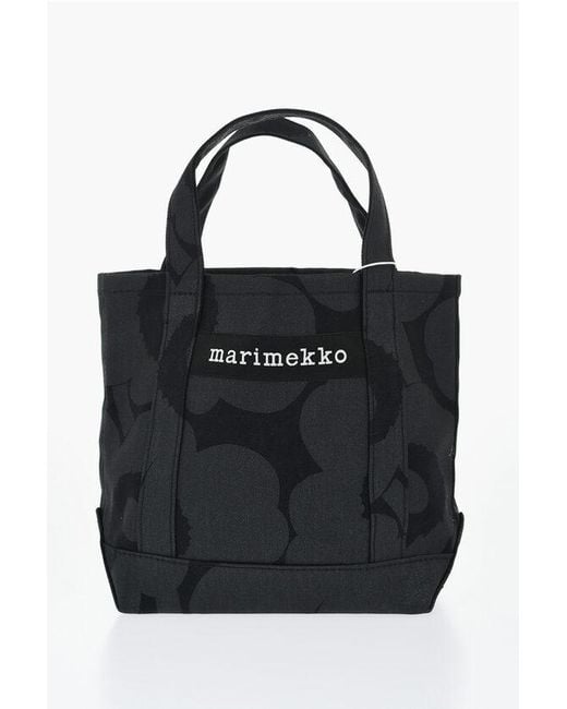 Marimekko Black Camouflage Canvas Pieni Unikko Tote Bag