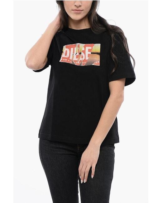 DIESEL Black Tag Cotton Crew-Neck T-Danny-Poff T-Shirt With Frontal P
