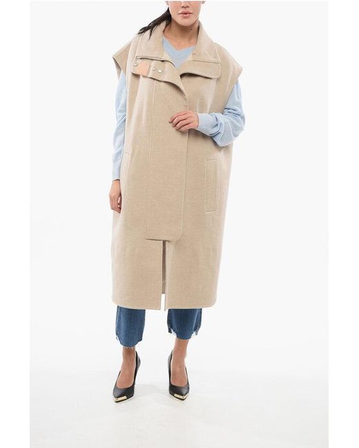 Loewe Natural Sleeveless Coat With Asymmetric Cut