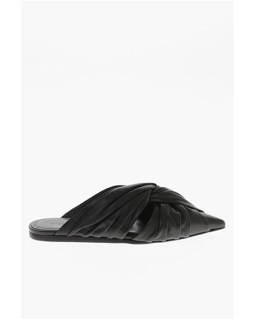 Givenchy Black Flat Leather Mules Twist With Leather Sole