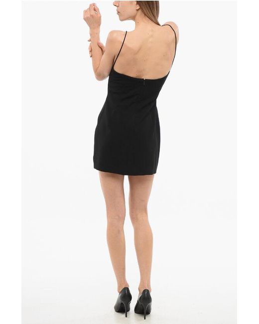 Monot Black Solid Color Mini Dress With Back Zip