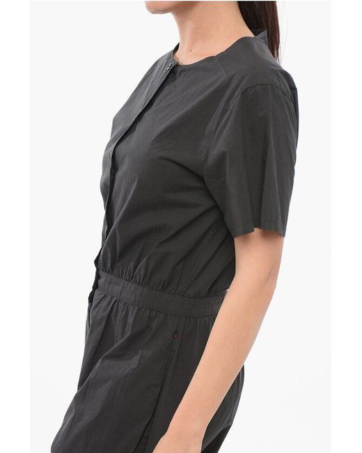Woolrich Black Short Sleeved Poplin Cotton Jumsuit