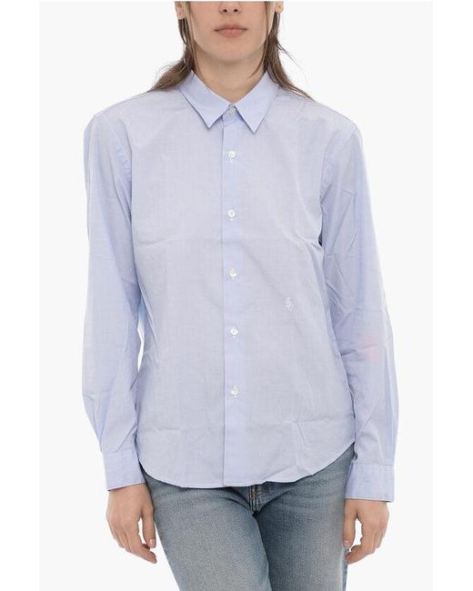 Sporty & Rich White Solid Color Poplin Cotton Charlie Shirt