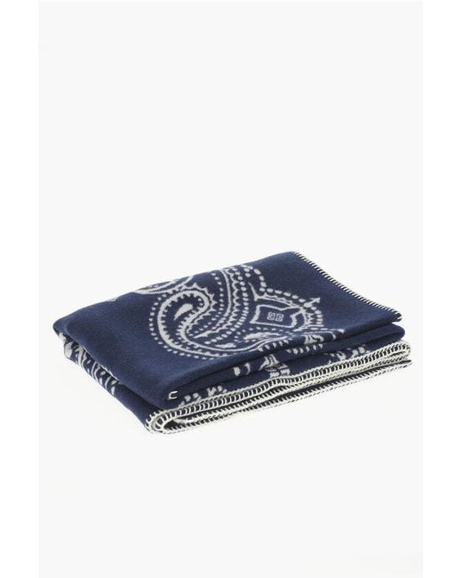 Givenchy Blue Bandana-Motif Wool Maxi Scarf for men