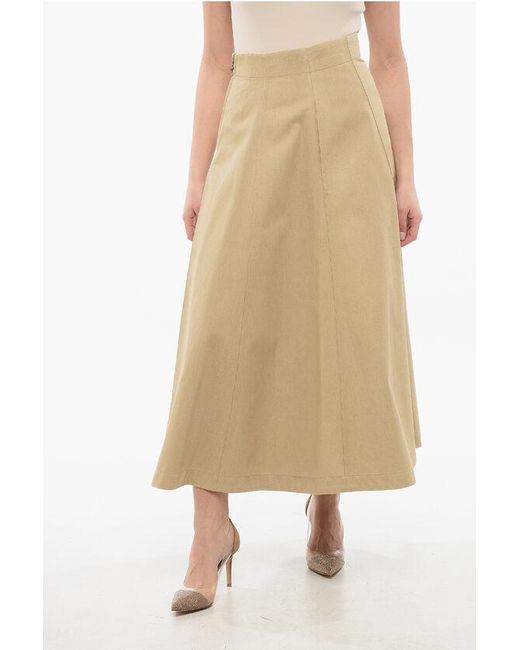 Dior Natural Twill Cotton Skirt With Back Pince