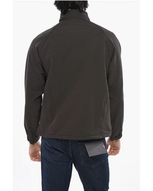 Hiking Patrol Black Solid-Colored Windbreaker Soft Shell With Fleece Lining for men