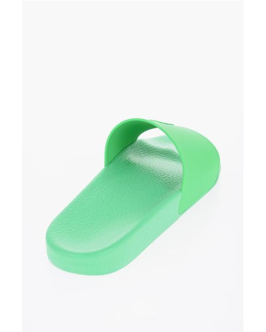 Polo Ralph Lauren Green Solid Color Rubber Slides With Monogram for men