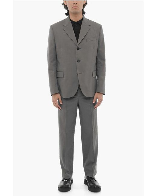 Neil Barrett Gray Side Vents Notch Lapel Slim Fit 3-Button Suit for men