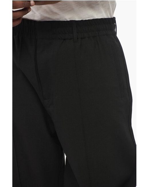 Armani Black Emporio Front Pleated 4-Pocketed Pants With Cuffs for men