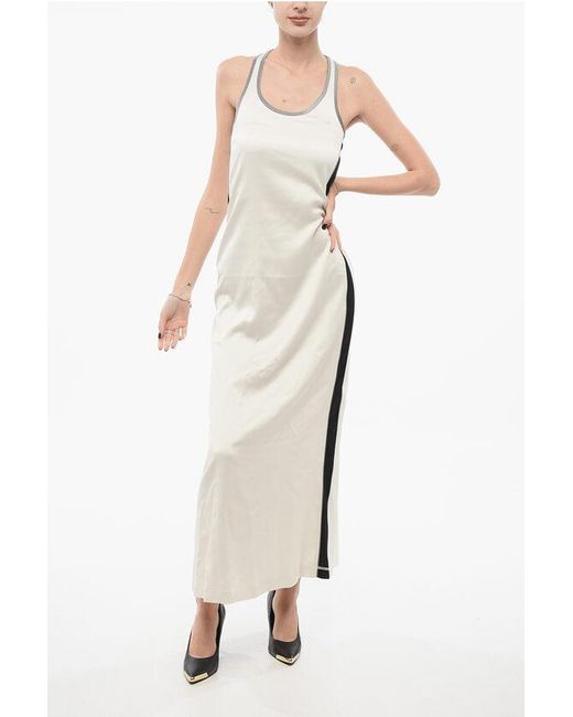 DIESEL White Viscose Slip Dress With Embroidered Logo