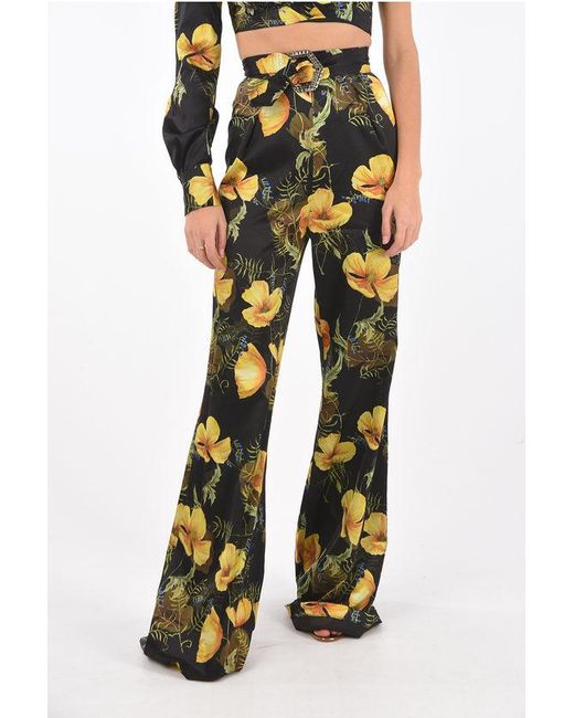 Philipp Plein Multicolor Couture Boot-Cut Set With Silk One-Shoulder Crop Top