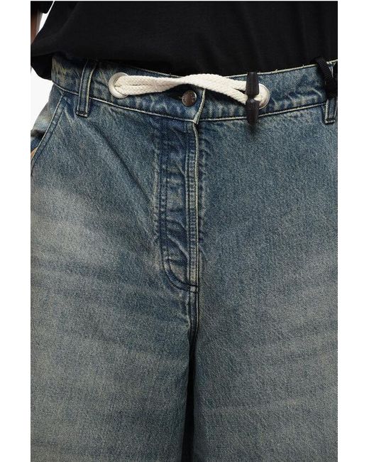 Moncler Gray Ultra Wide Leg Denims With Fringed Details for men