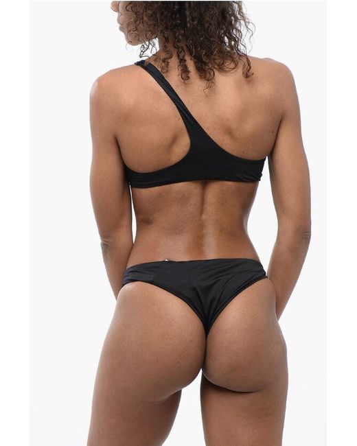 Off-White c/o Virgil Abloh Black One Shoulder Bikini Set With Embrodery