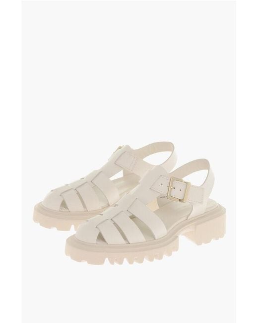 AllSaints Natural Leather Sandals With Golden Buckle