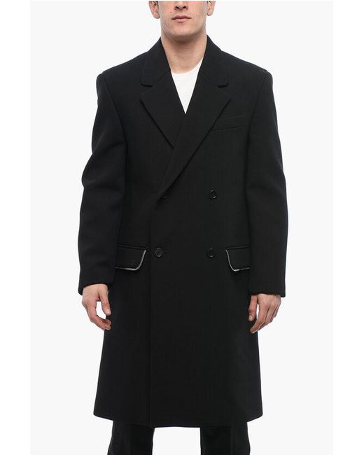 Off-White c/o Virgil Abloh Black Double-Breasted Zip Around Virgin Wool Coat for men