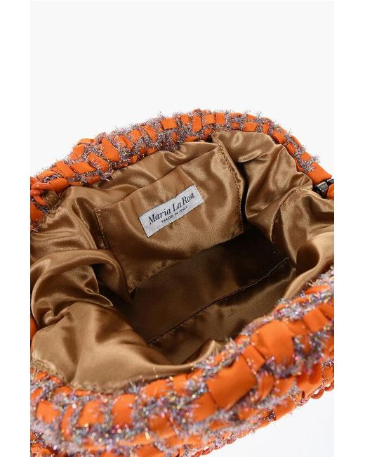 Maria La Rosa Orange Fabric And Lurex Rabbit Game Clutch