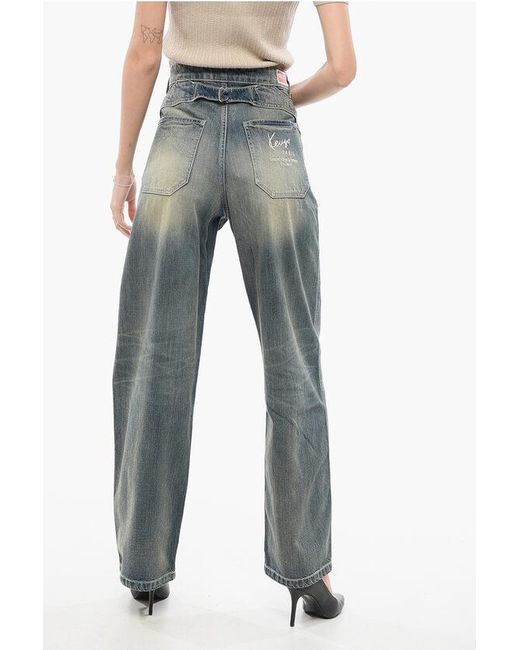 KENZO Blue Vintage Washed Straight Fit Denims 23Cm