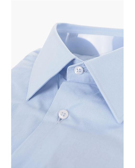 Corneliani Blue Trend Standard Collar Popeline Shirt for men