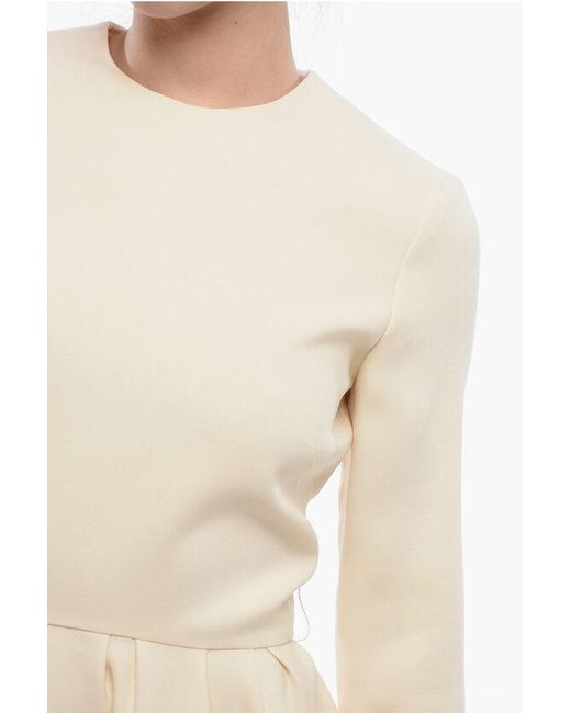 Dior Natural Wool Blend Flared Dress With 3/4 Sleeves