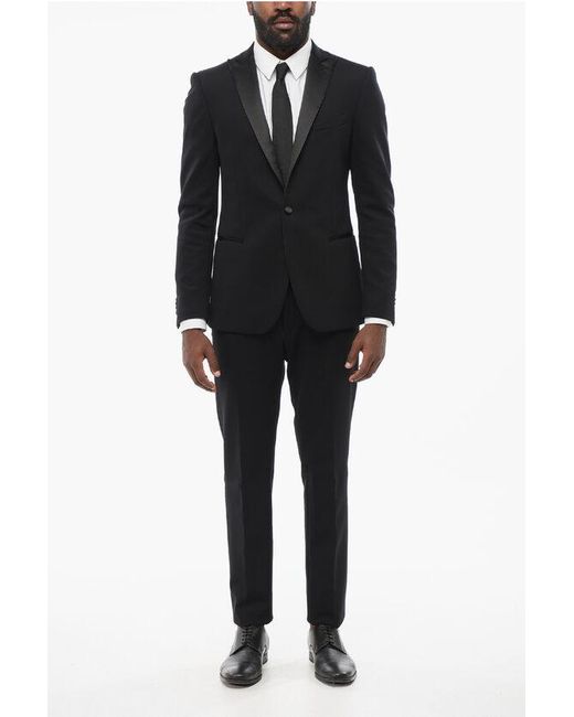 Corneliani Black Code Suit With Satin Peak Lapel for men