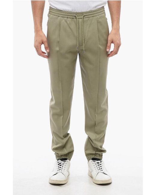 Dior Green Wool Twill Joggers With Pleats for men