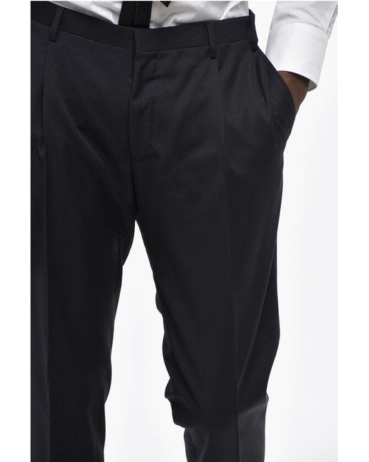 Nino Danieli Black Virgin Wool Side Vents 2-Button Suit With Flap Pockets for men