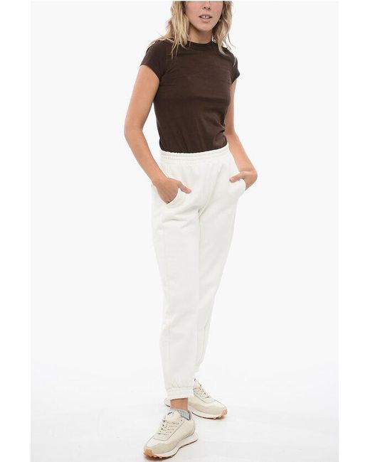 Max Mara White Leisure Cotton Blend Fauno Cuffed Sweatpants